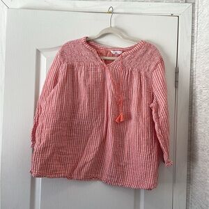 Time and Tru Pink Striped womens Top 2XL Euc